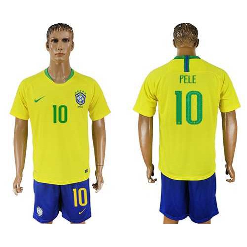 Brazil #10 Pele Home Soccer Country Jersey Brazil #10 Pele Home Soccer Country Jersey