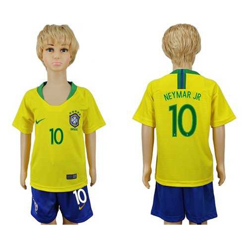 Brazil #10 Neymar Jr Home Kid Soccer Country Jersey Brazil #10 Neymar Jr Home Kid Soccer Country Jersey