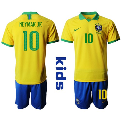 Brazil #10 Neymar Jr Home Kid Soccer Country Jersey Brazil #10 Neymar Jr Home Kid Soccer Country Jersey