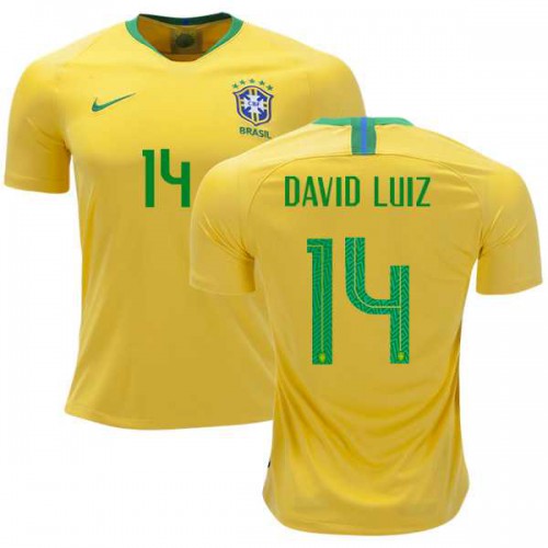 Brazil #14 David Luiz Home Soccer Country Jersey Brazil #14 David Luiz Home Soccer Country Jersey