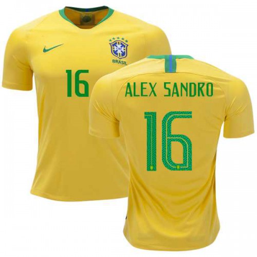 Brazil #16 Alex Sandro Home Kid Soccer Country Jersey Brazil #16 Alex Sandro Home Kid Soccer Country Jersey