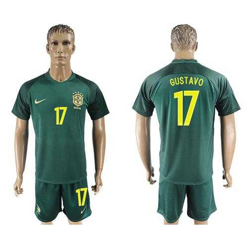 Brazil #17 Gustavo Away Soccer Country Jersey Brazil #17 Gustavo Away Soccer Country Jersey