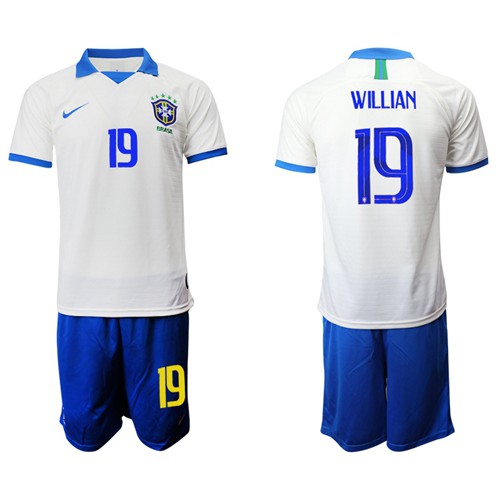 Brazil #19 Willian White Soccer Country Jersey Brazil #19 Willian White Soccer Country Jersey