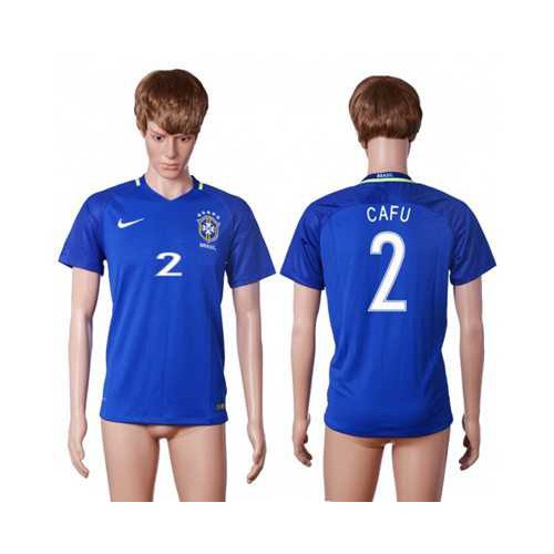 Brazil #2 Cafu Away Soccer Country Jersey Brazil #2 Cafu Away Soccer Country Jersey