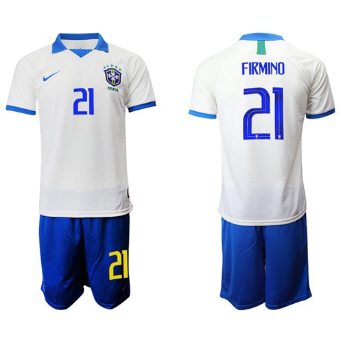 Brazil #21 Firmino White Soccer Country Jersey Brazil #21 Firmino White Soccer Country Jersey