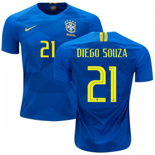 Brazil #21 Diego Souza Away Soccer Country Jersey Brazil #21 Diego Souza Away Soccer Country Jersey