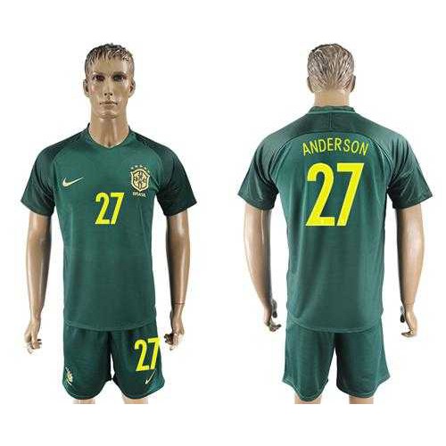 Brazil #27 Anderson Away Soccer Country Jersey Brazil #27 Anderson Away Soccer Country Jersey