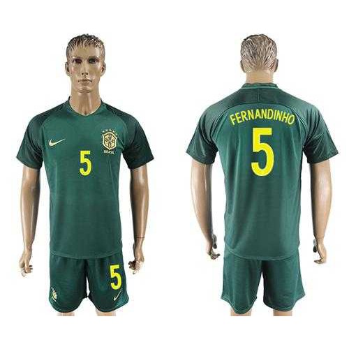 Brazil #5 Fernandinho Away Soccer Country Jersey Brazil #5 Fernandinho Away Soccer Country Jersey