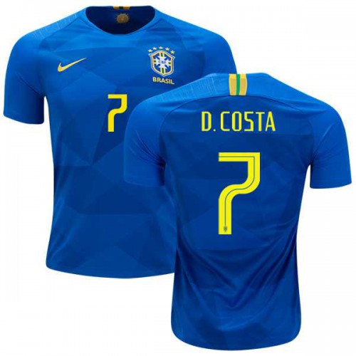 Brazil #7 D.Costa Away Kid Soccer Country Jersey Brazil #7 D.Costa Away Kid Soccer Country Jersey