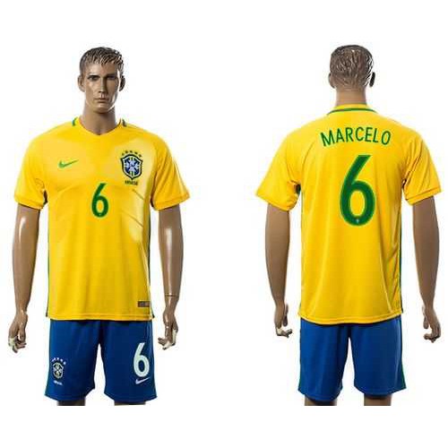 Brazil #6 Marcelo Home Soccer Country Jersey Brazil #6 Marcelo Home Soccer Country Jersey