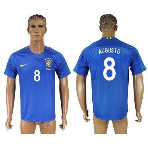 Brazil #8 Augusto Away Soccer Country Jersey Brazil #8 Augusto Away Soccer Country Jersey