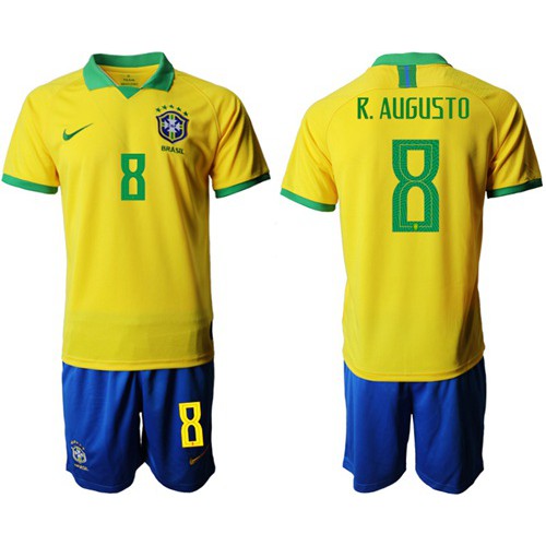 Brazil #8 R. Augusto Home Soccer Country Jersey Brazil #8 R. Augusto Home Soccer Country Jersey