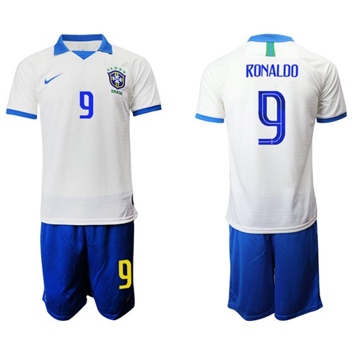 Brazil #9 Ronaldo White Soccer Country Jersey Brazil #9 Ronaldo White Soccer Country Jersey