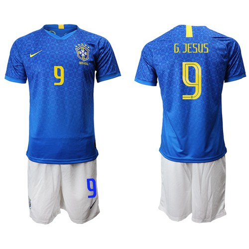 Brazil #9 G.Jesus Blue Soccer Country Jersey Brazil #9 G.Jesus Blue Soccer Country Jersey