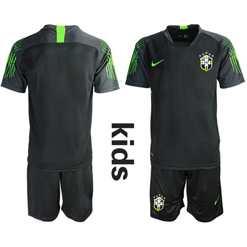 Brazil Blank Black Goalkeeper Kid Soccer Country Jersey Brazil Blank Black Goalkeeper Kid Soccer Country Jersey
