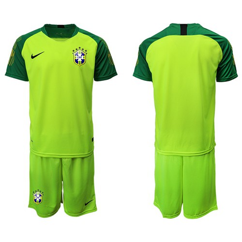 Brazil Blank Shiny Green Goalkeeper Soccer Country Jersey Brazil Blank Shiny Green Goalkeeper Soccer Country Jersey