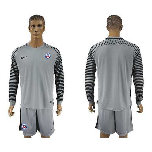 Chile Blank Grey Goalkeeper Long Sleeves Soccer Country Jersey Chile Blank Grey Goalkeeper Long Sleeves Soccer Country Jersey