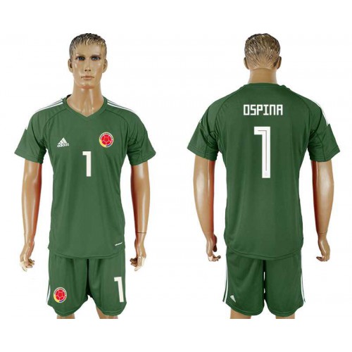 Colombia #1 OSPINA Army Green Goalkeeper 2018 FIFA World Cup Soccer Jersey Colombia #1 OSPINA Army Green Goalkeeper 2018 FIFA World Cup Soccer Jersey