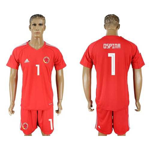 Colombia #1 Ospina Red Goalkeeper Soccer Country Jersey Colombia #1 Ospina Red Goalkeeper Soccer Country Jersey