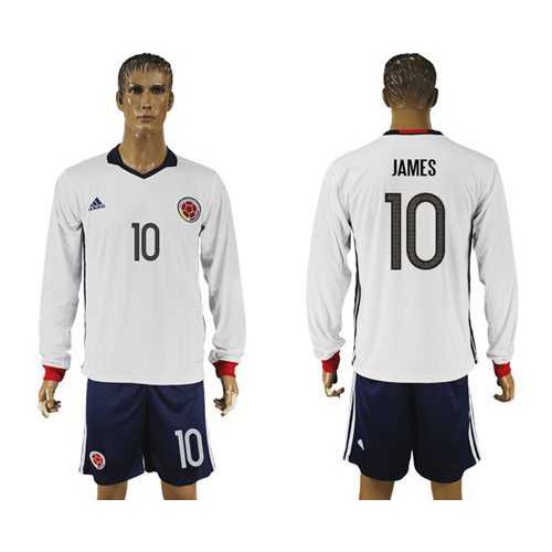 Colombia #10 James Away Long Sleeves Soccer Country Jersey Colombia #10 James Away Long Sleeves Soccer Country Jersey