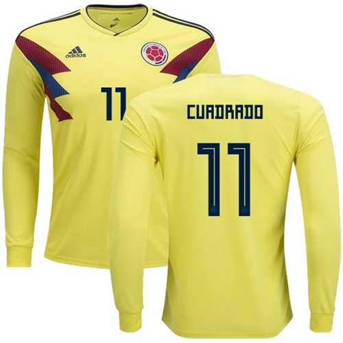 Colombia #11 Cuadrado Home Long Sleeves Soccer Country Jersey Colombia #11 Cuadrado Home Long Sleeves Soccer Country Jersey