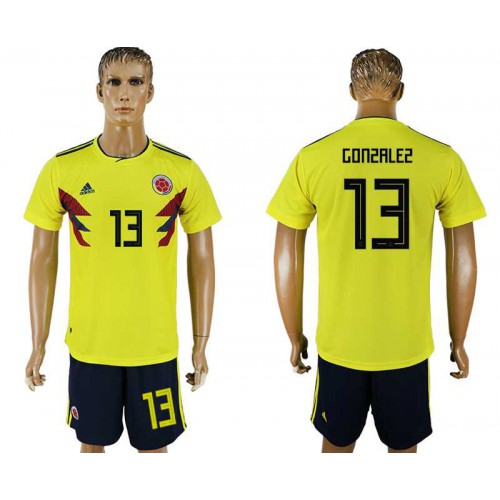 Colombia #13 GONZALEZ Home 2018 FIFA World Cup Soccer Jersey Colombia #13 GONZALEZ Home 2018 FIFA World Cup Soccer Jersey