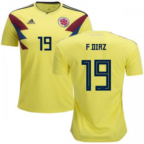 Colombia #19 F.Diaz Home Kid Soccer Country Jersey Colombia #19 F.Diaz Home Kid Soccer Country Jersey