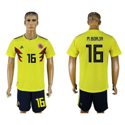 Colombia #16 M.Borja Home Soccer Country Jersey Colombia #16 M.Borja Home Soccer Country Jersey