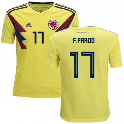Colombia #17 F.Pardo Home Kid Soccer Country Jersey Colombia #17 F.Pardo Home Kid Soccer Country Jersey