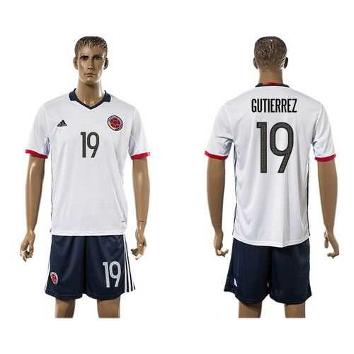 Colombia #19 Gutierrez Away Soccer Country Jersey Colombia #19 Gutierrez Away Soccer Country Jersey