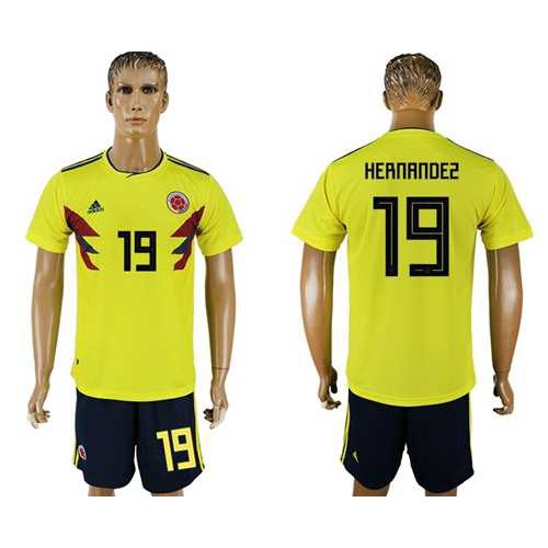 Colombia #19 Hernandez Home Soccer Country Jersey Colombia #19 Hernandez Home Soccer Country Jersey