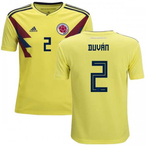 Colombia #2 Duvan Home Kid Soccer Country Jersey Colombia #2 Duvan Home Kid Soccer Country Jersey