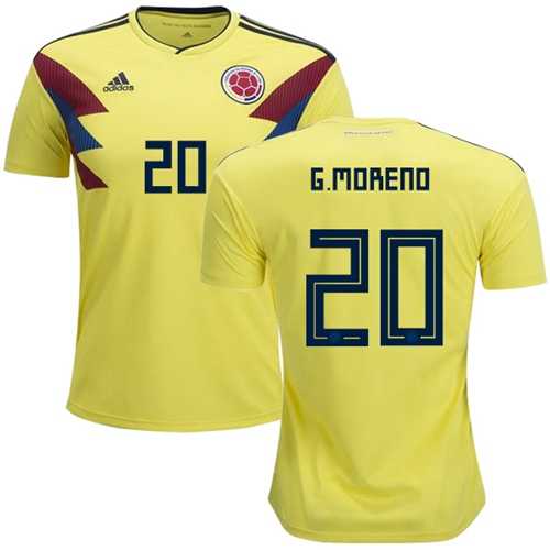 Colombia #20 G.Moreno Home Soccer Country Jersey Colombia #20 G.Moreno Home Soccer Country Jersey
