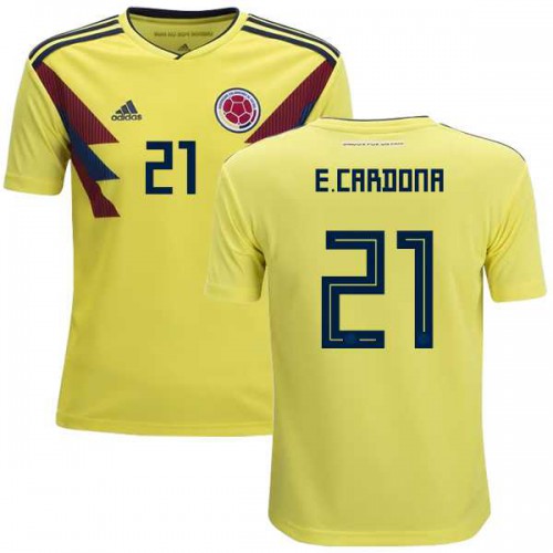 Colombia #21 E.Cardona Home Kid Soccer Country Jersey Colombia #21 E.Cardona Home Kid Soccer Country Jersey