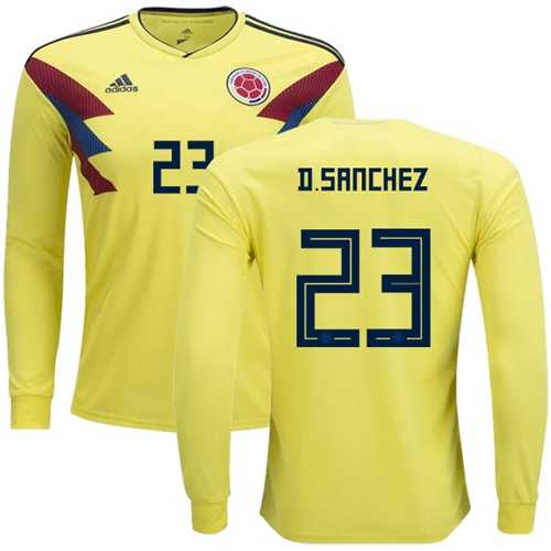 Colombia #23 D.Sanchez Home Long Sleeves Soccer Country Jersey Colombia #23 D.Sanchez Home Long Sleeves Soccer Country Jersey