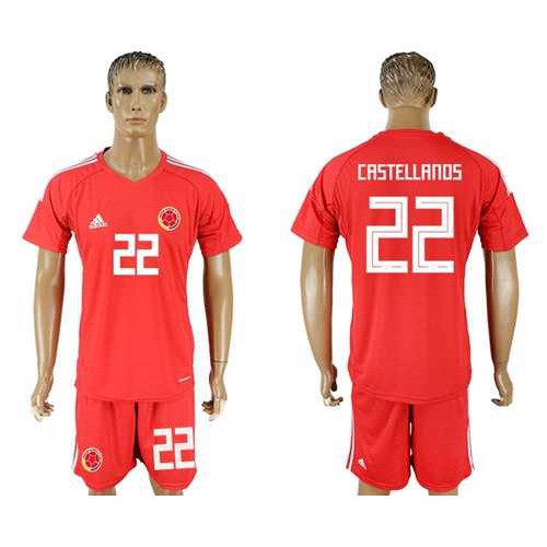 Colombia #22 Castellanos Red Goalkeeper Soccer Country Jersey Colombia #22 Castellanos Red Goalkeeper Soccer Country Jersey