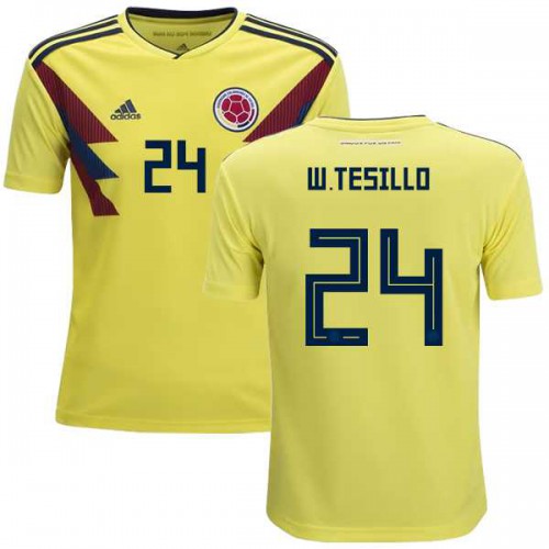 Colombia #24 W.Tesillo Home Kid Soccer Country Jersey Colombia #24 W.Tesillo Home Kid Soccer Country Jersey