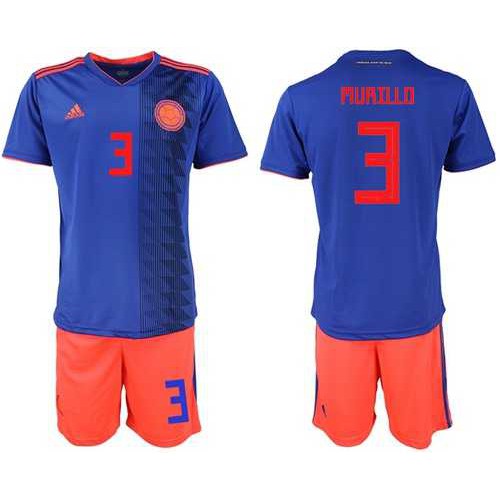 Colombia #3 Murillo Away Soccer Country Jersey Colombia #3 Murillo Away Soccer Country Jersey