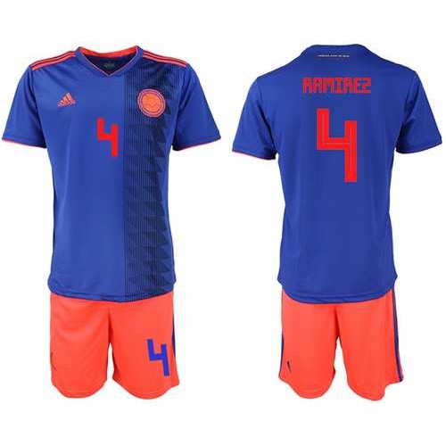 Colombia #4 Ramirez Away Soccer Country Jersey Colombia #4 Ramirez Away Soccer Country Jersey