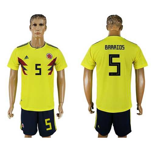 Colombia #5 Barrios Home Soccer Country Jersey Colombia #5 Barrios Home Soccer Country Jersey