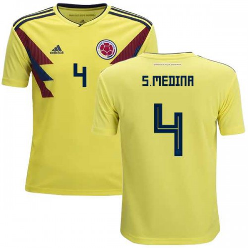 Colombia #4 S.Medina Home Kid Soccer Country Jersey Colombia #4 S.Medina Home Kid Soccer Country Jersey
