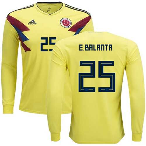 Colombia #25 E.Balanta Home Long Sleeves Soccer Country Jersey Colombia #25 E.Balanta Home Long Sleeves Soccer Country Jersey