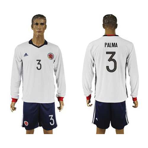 Colombia #3 Palma Away Long Sleeves Soccer Country Jersey Colombia #3 Palma Away Long Sleeves Soccer Country Jersey