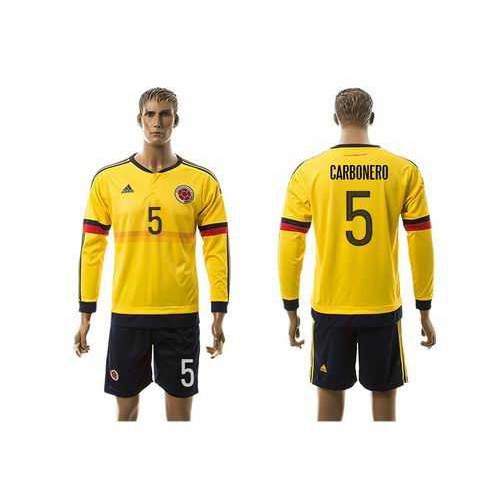 Colombia #5 Carbonero Home Long Sleeves Soccer Country Jersey Colombia #5 Carbonero Home Long Sleeves Soccer Country Jersey