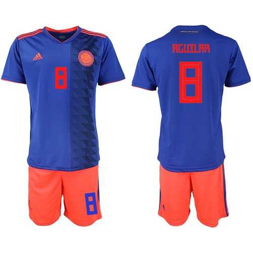 Colombia #8 Aguilar Away Soccer Country Jersey Colombia #8 Aguilar Away Soccer Country Jersey