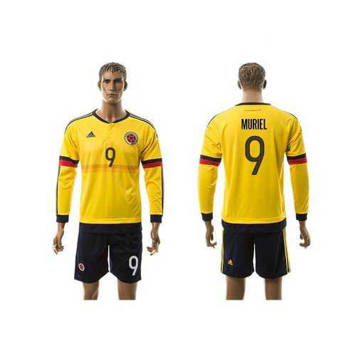 Colombia #9 Muriel Home Long Sleeves Soccer Country Jersey Colombia #9 Muriel Home Long Sleeves Soccer Country Jersey