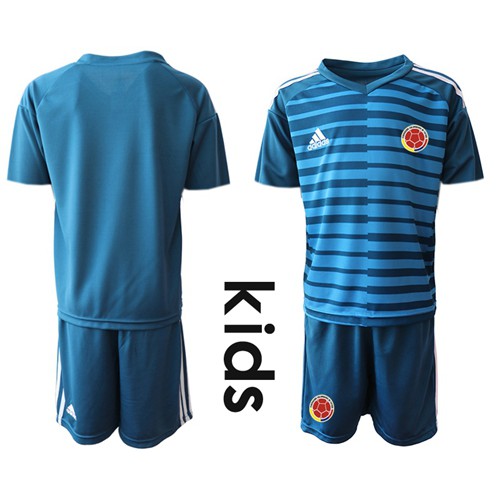 Colombia Blank Blue Goalkeeper Kid Soccer Country Jersey Colombia Blank Blue Goalkeeper Kid Soccer Country Jersey