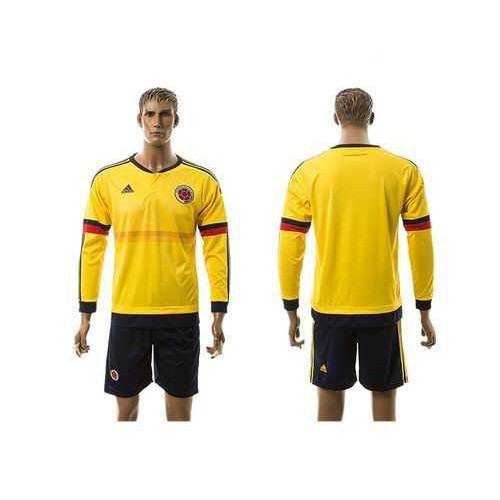 Colombia Blank Home Long Sleeves Soccer Country Jersey Colombia Blank Home Long Sleeves Soccer Country Jersey