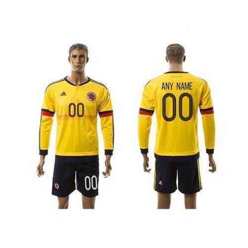 Colombia Personalized Home Long Sleeve Soccer Country Jersey Colombia Personalized Home Long Sleeve Soccer Country Jersey