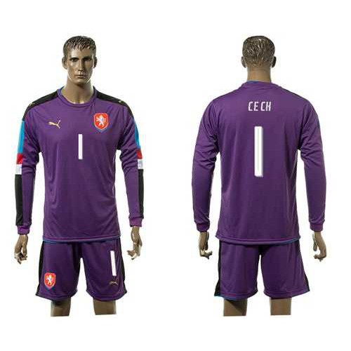 Czech #1 Cech Purple Goalkeeper Long Sleeves Soccer Country Jersey Czech #1 Cech Purple Goalkeeper Long Sleeves Soccer Country Jersey